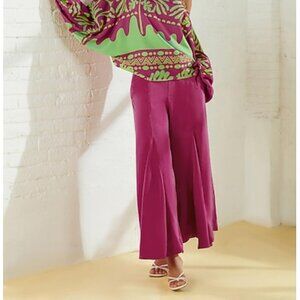 Ador Satin Wide Leg Pants Jewel Tone Pink Flowy Side Zip Women's size Large
